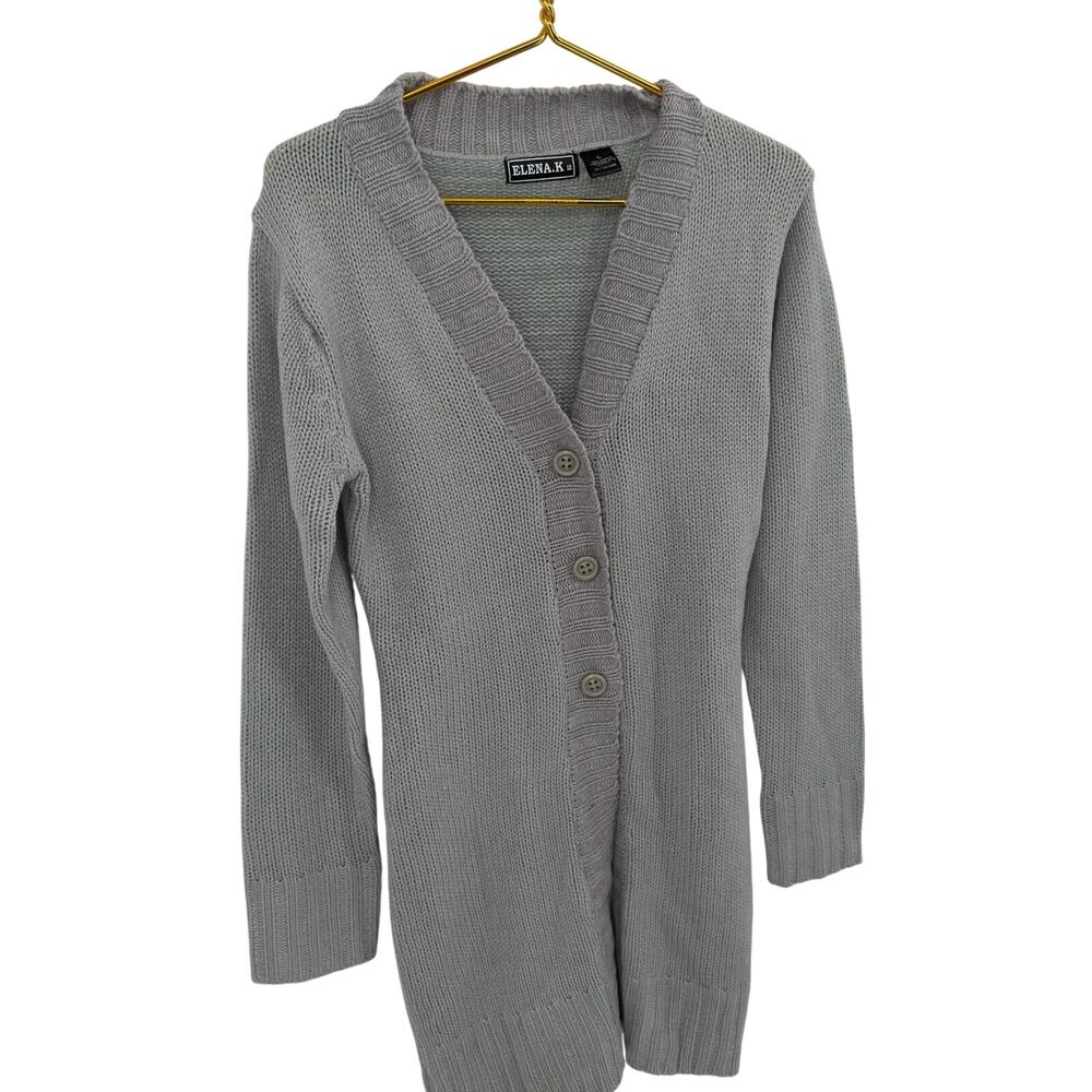Elena K‎ Gray Knit Open Front Cardigan - Women's Large